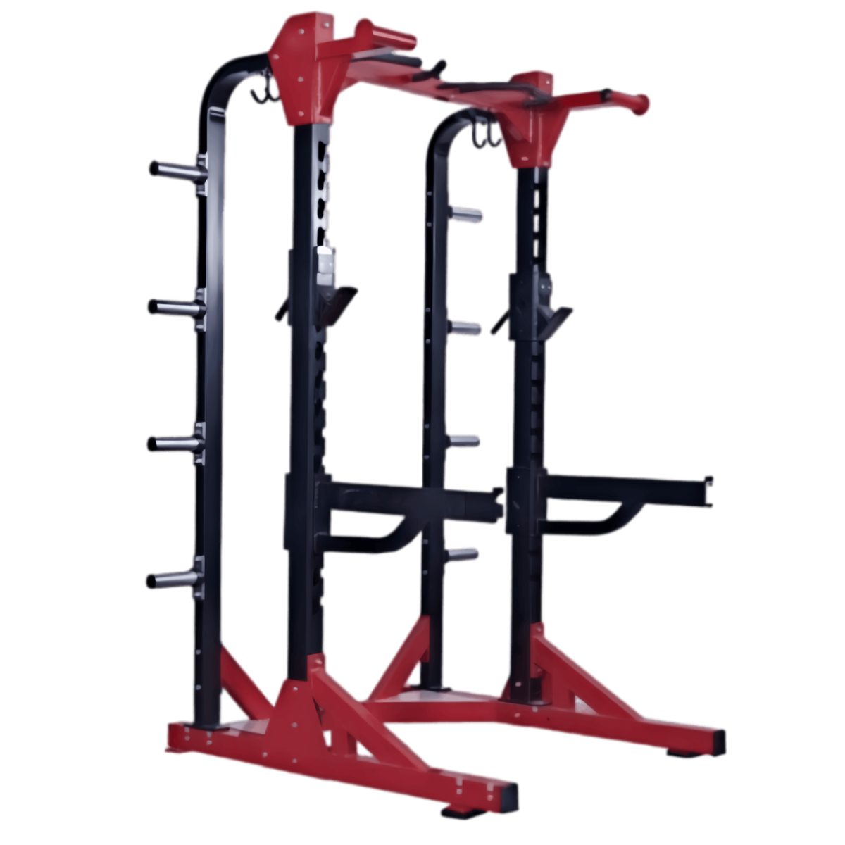 Commercial half rack with plate storage
